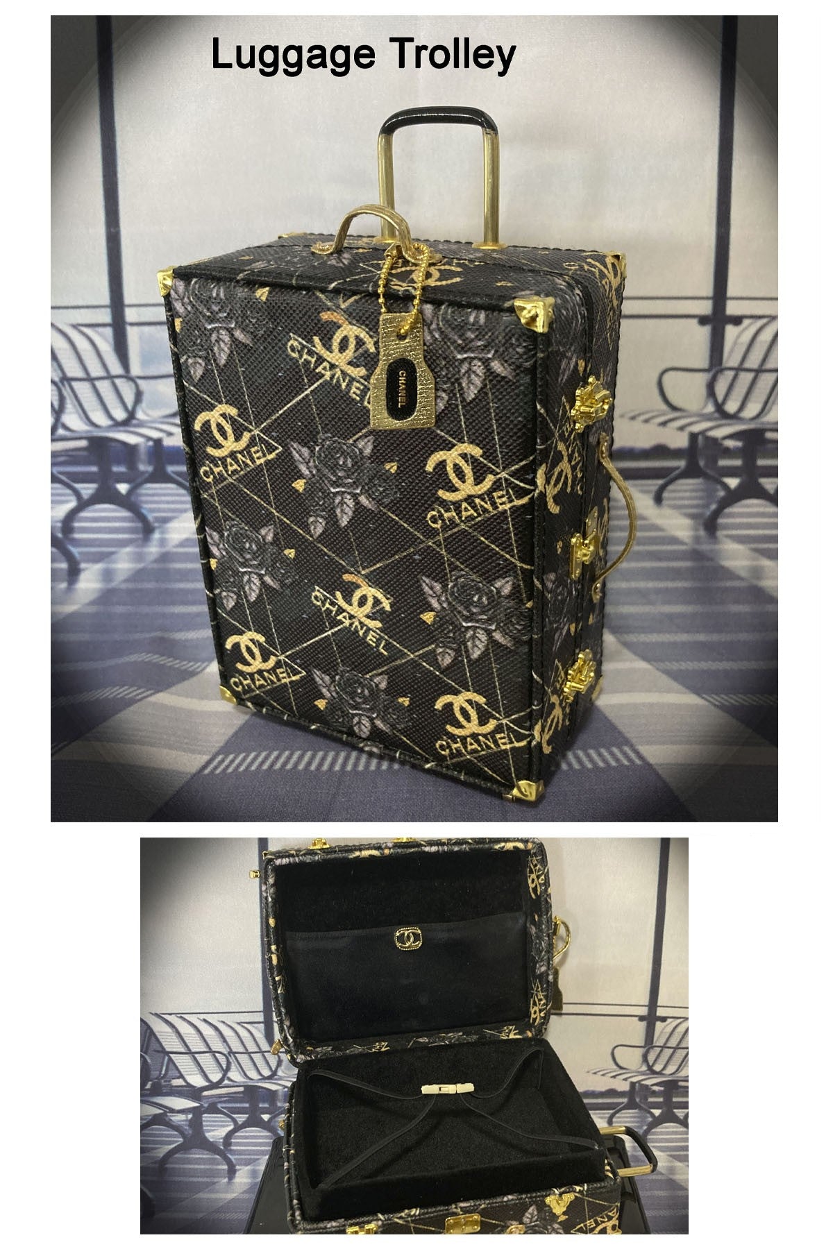 CC - Black & Gold Luggage & Handbags for Barbie or Equivalent Dolls