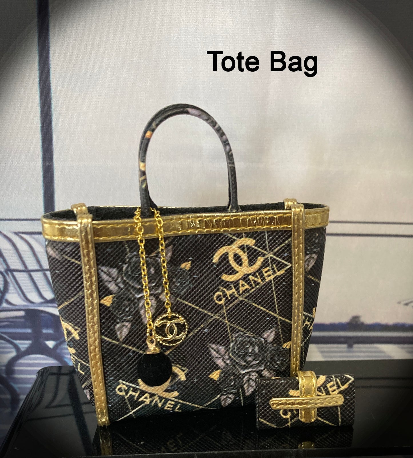 CC - Black & Gold Luggage & Handbags for Barbie or Equivalent Dolls