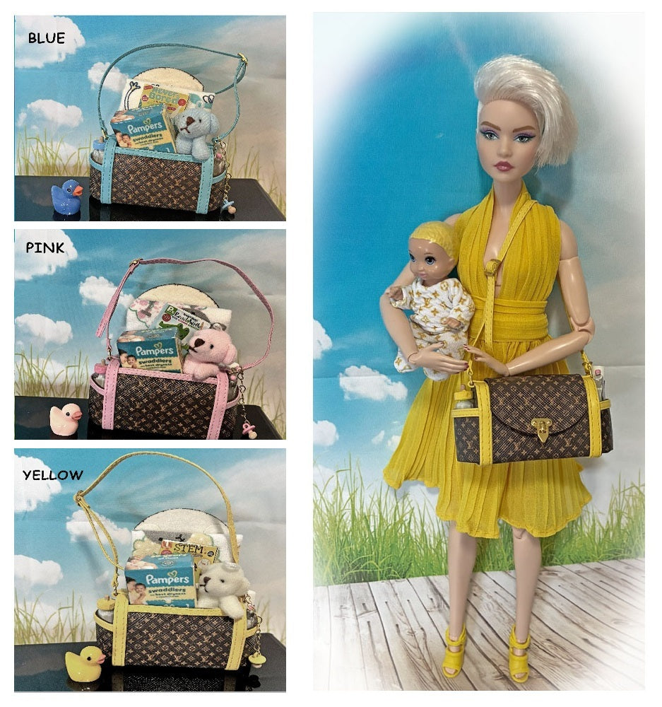 1:6 scale Diaper Bag for Barbie Doll Baby